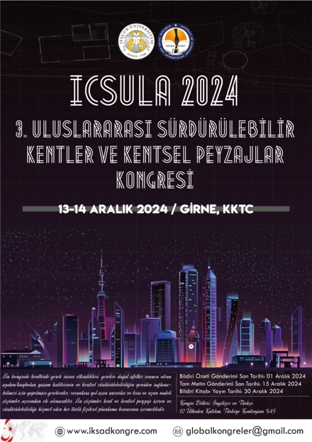  ICSULA 2024 - Uluslararası Sürdürülebilir Kentler ve Kentsel Peyzajlar Kongresi